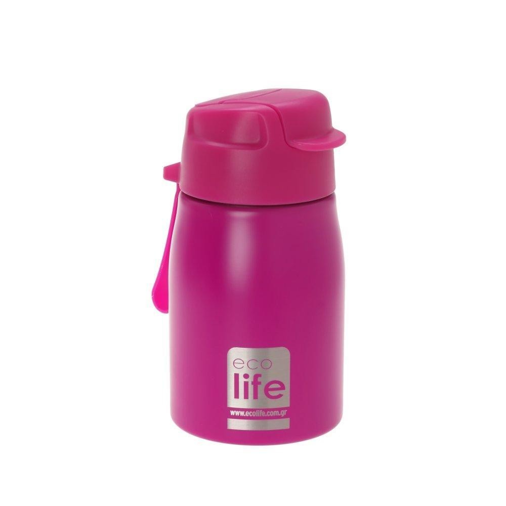 Παγουράκι 400ml Eσωτερικό Καλαμάκι Ροζ, Ecolife